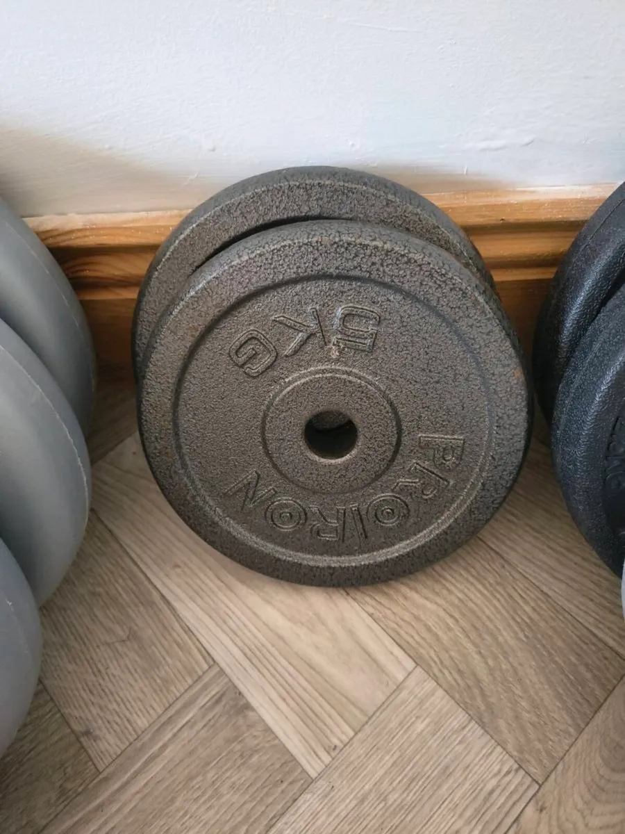 Huge selection of weights, bar and a kettle bell - Image 3