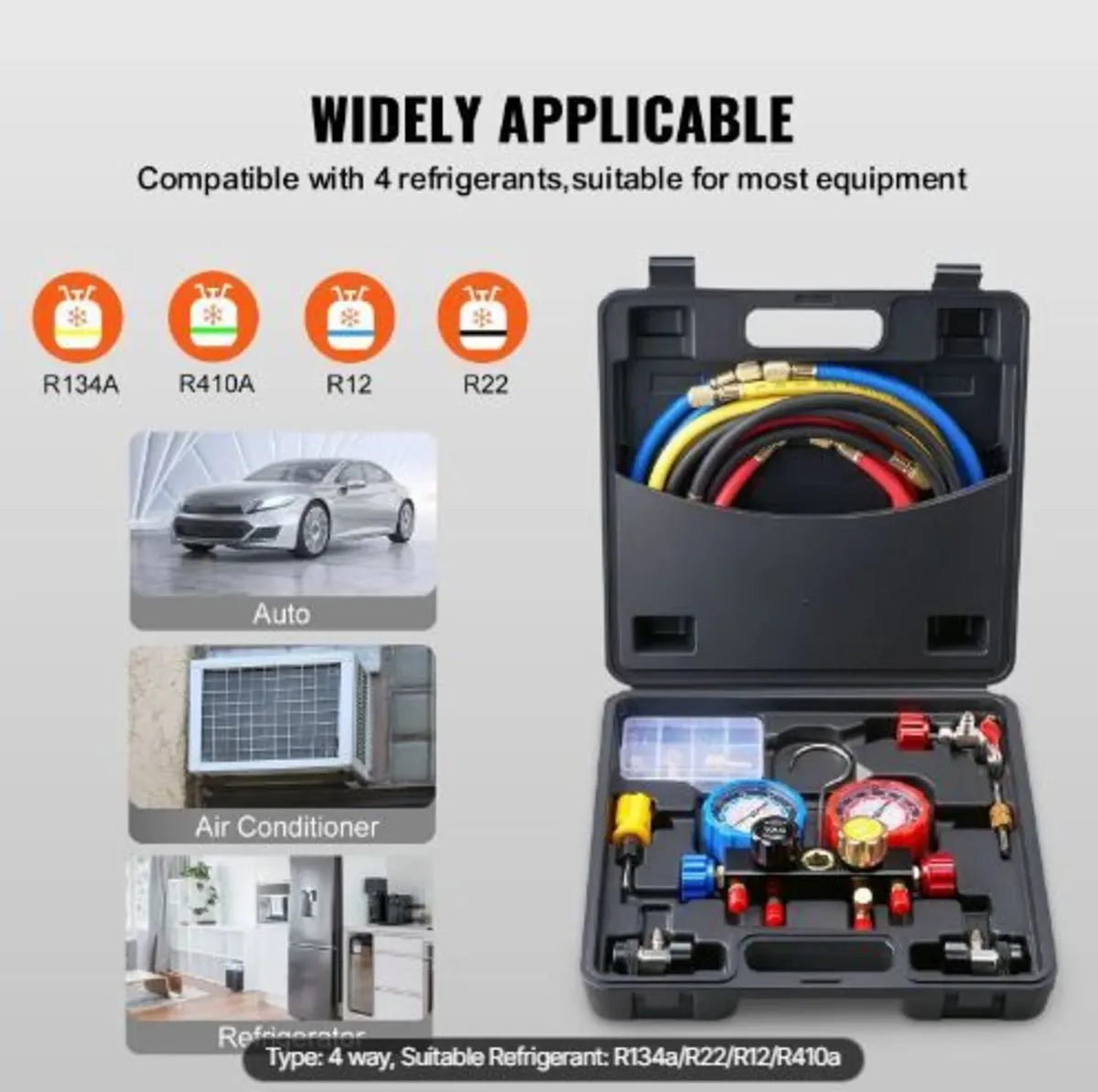 4 Way AC Gauge - AC Manifold Gauge Set - Image 3