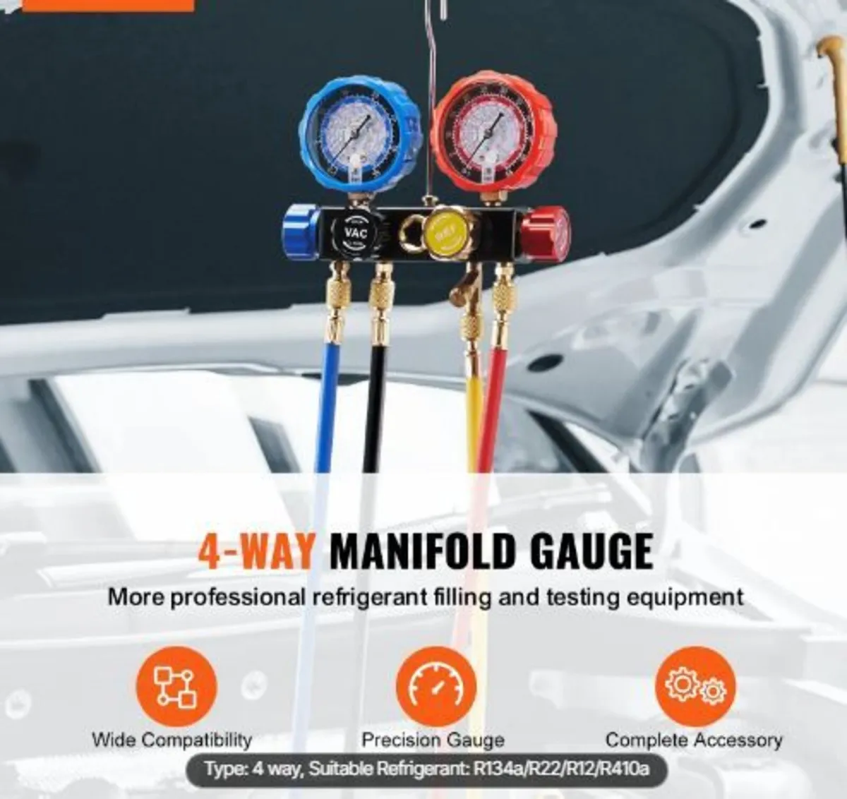 4 Way AC Gauge - AC Manifold Gauge Set - Image 2