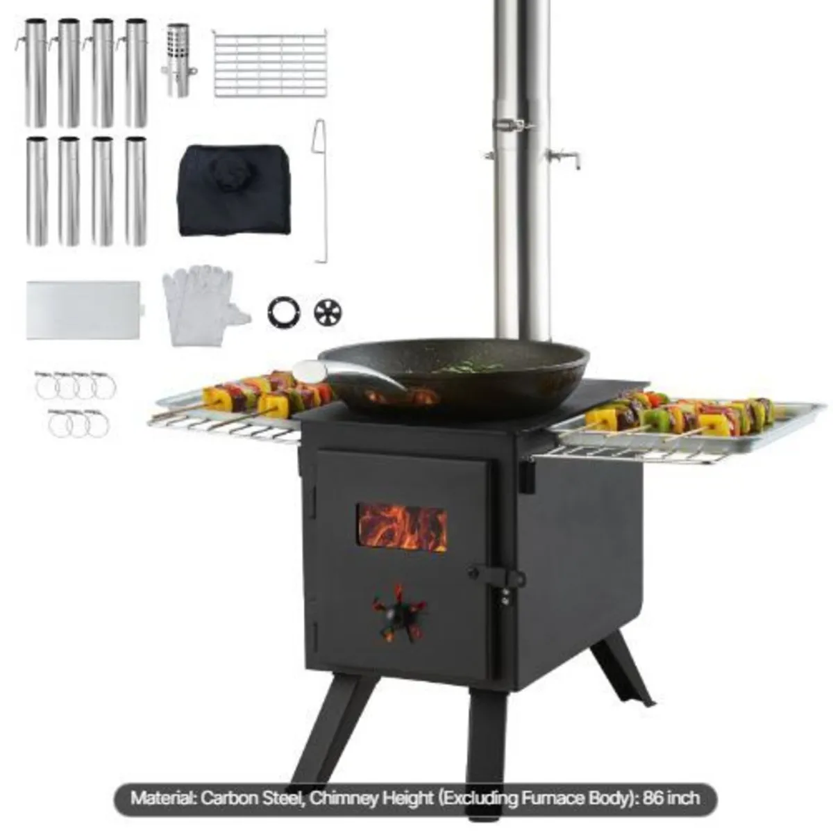 Wood Stove, 218.4 cm, Alloy Steel - Image 1