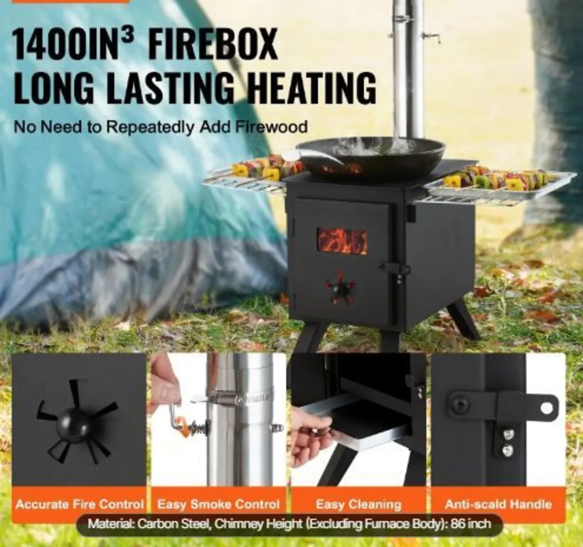 Wood Stove, 218.4 cm, Alloy Steel - Image 2