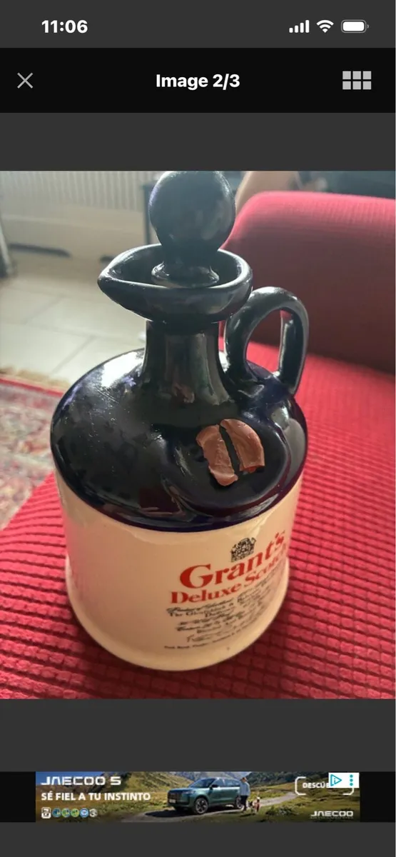 Rare Grants De Luxe Scotch Whisky Ceramic Decanter - Image 2