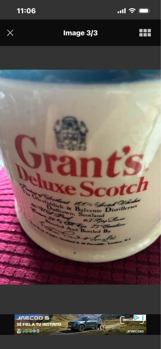 Rare Grants De Luxe Scotch Whisky Ceramic Decanter - Image 3
