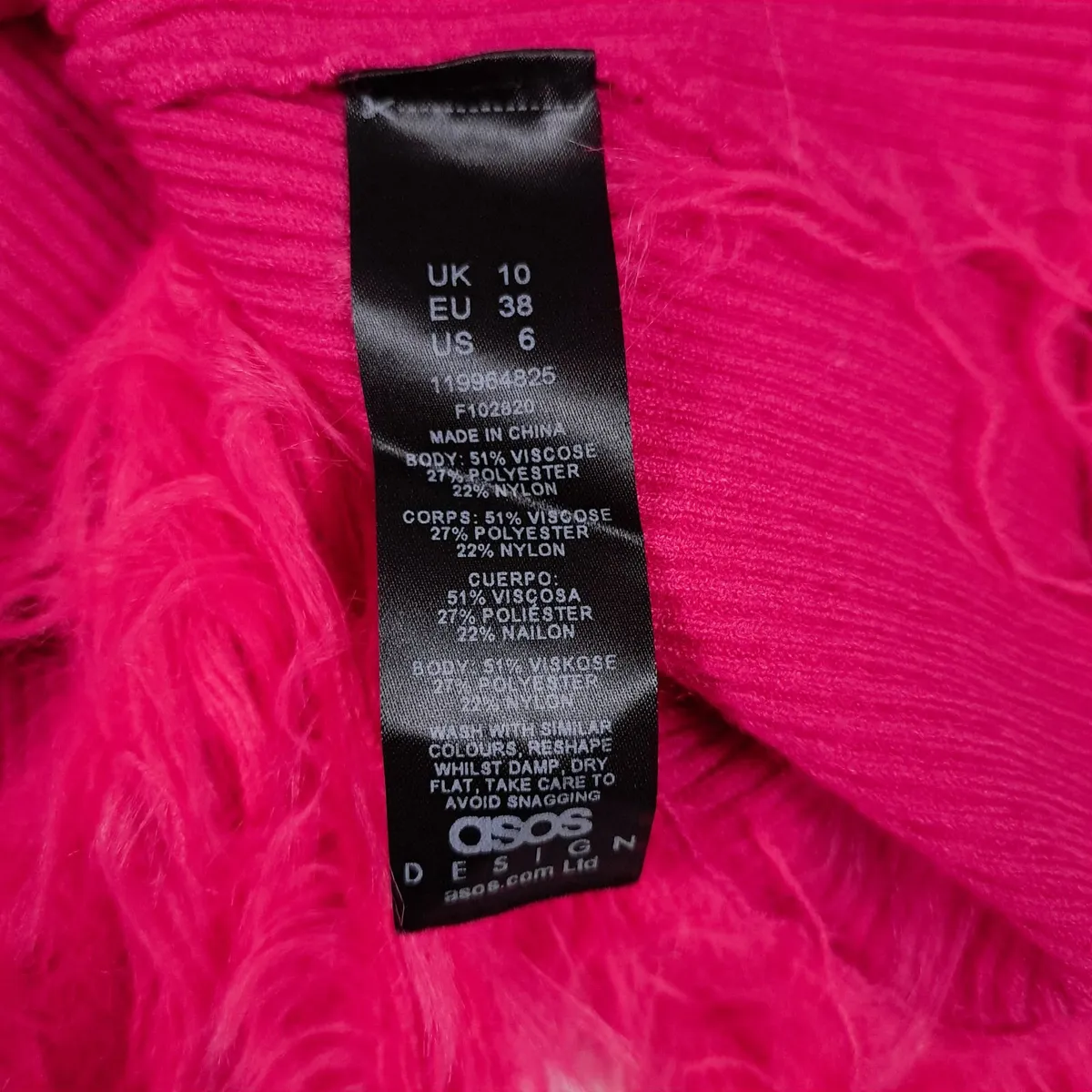 ASOS Pink Ribbed Knit Mini Dress Feather Trim 10UK - Image 4