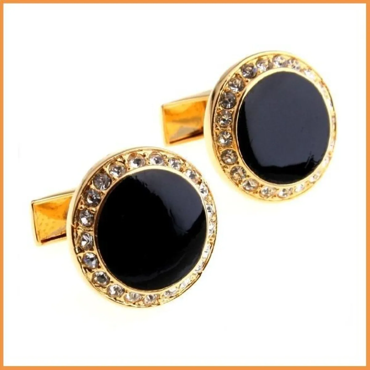 Gold Tone- Black Stone - Links For Men - Image 3