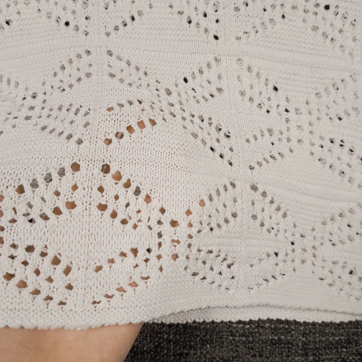 Suncoo White Crochet Knit Polo Top 12UK/40EU - Image 4