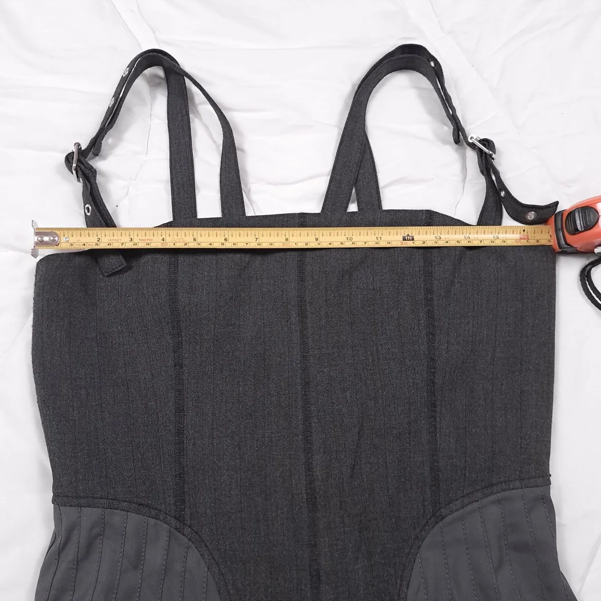 Zara Grey Pleated Corset Strap Midi Dress Size L - Image 4