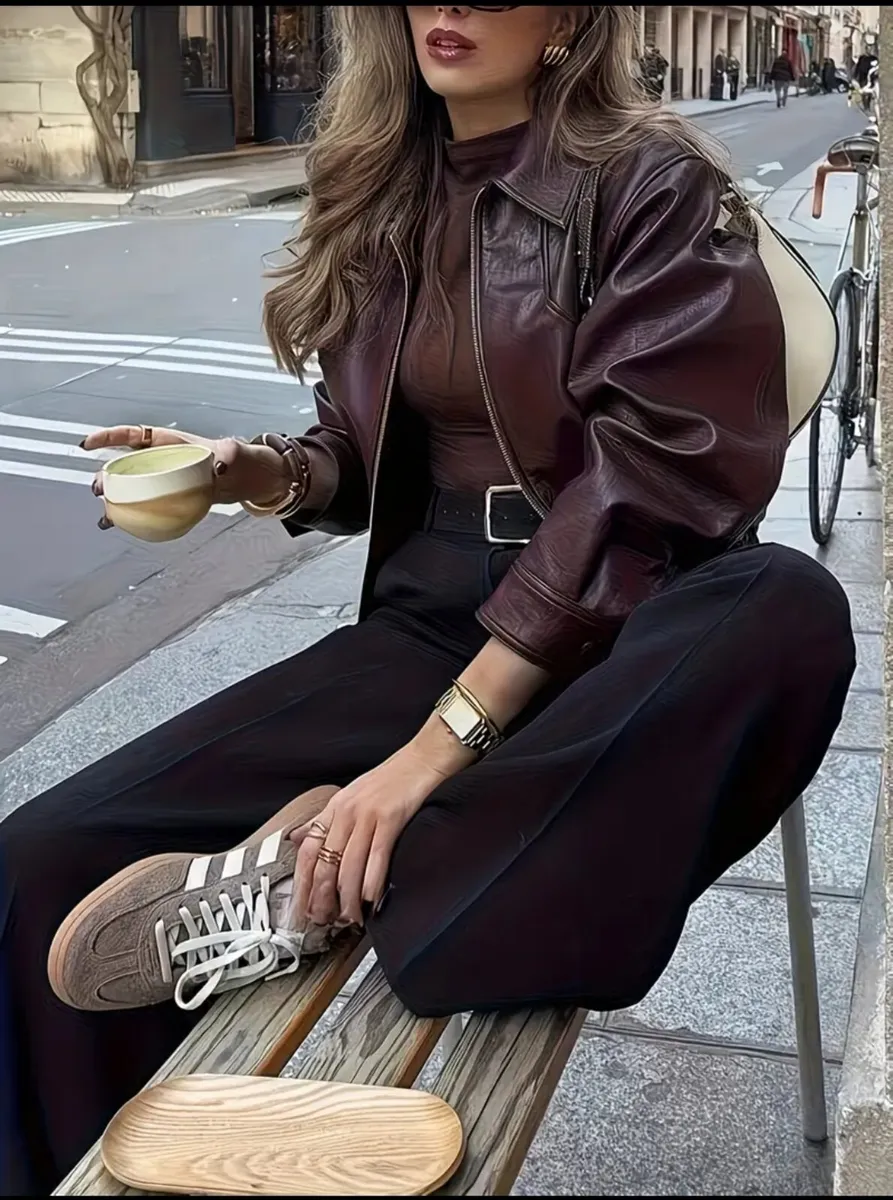 Brand New Burgundy Leather Jacket – Size M - Image 4