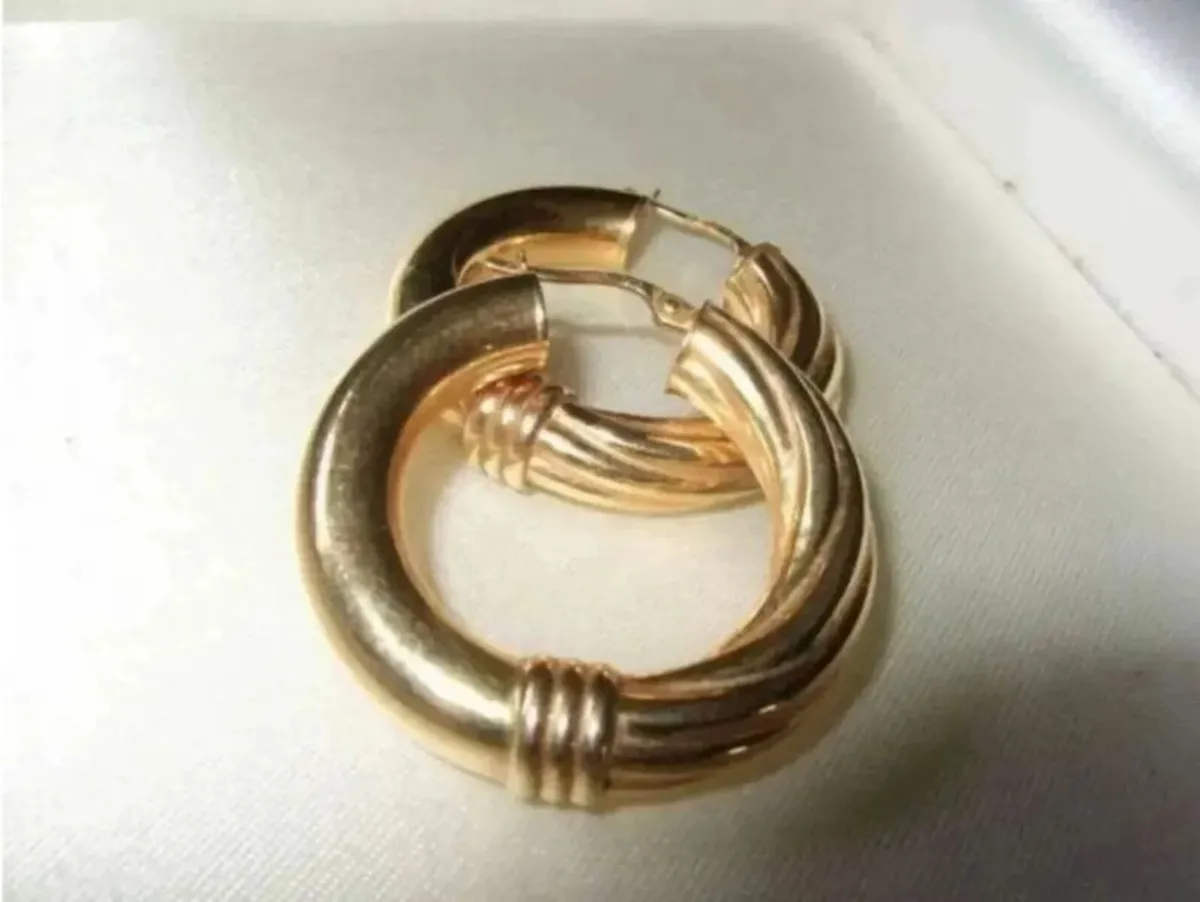 Vintage Hallmarked 9ct Gold Hoops - Image 1