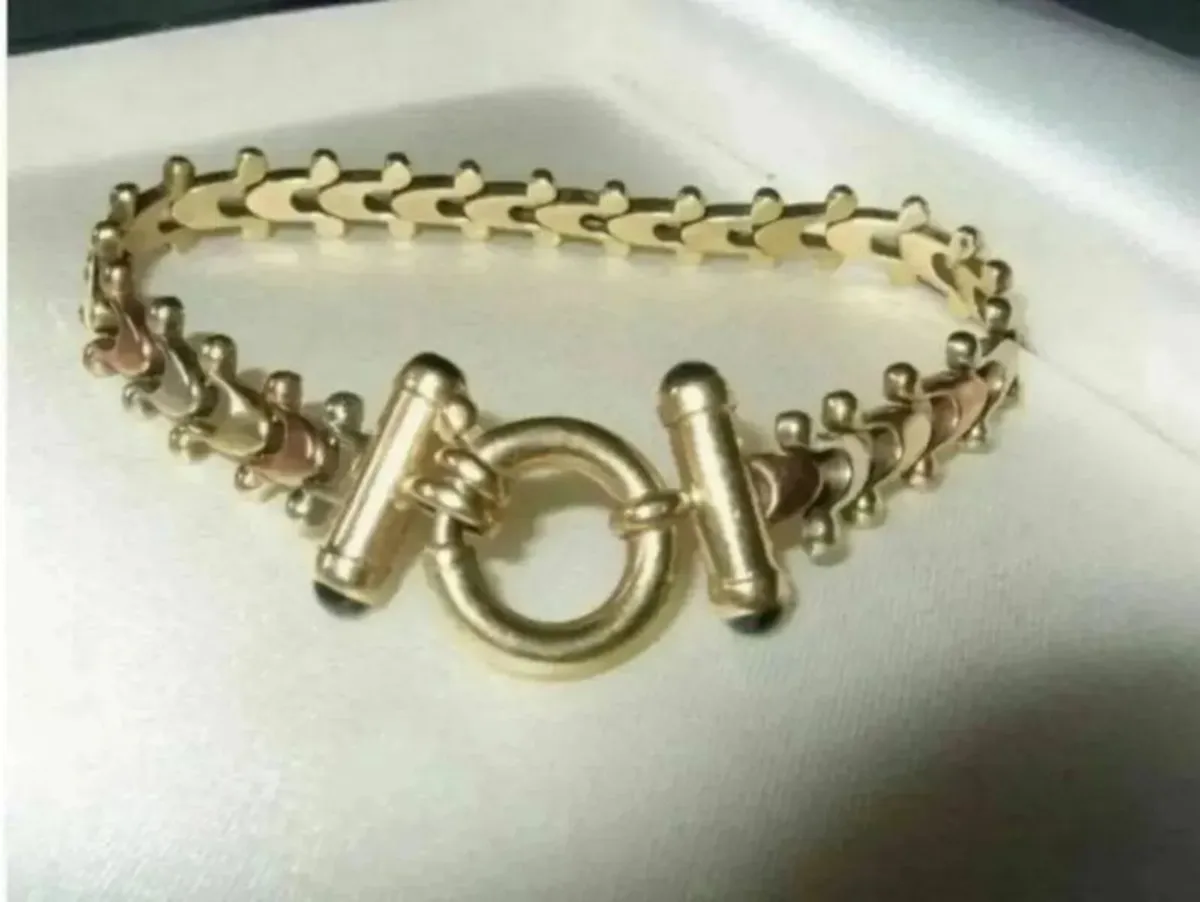 Vintage Hallmarked 9ct Gold - 3 Col' Gold Bracelet - Image 2