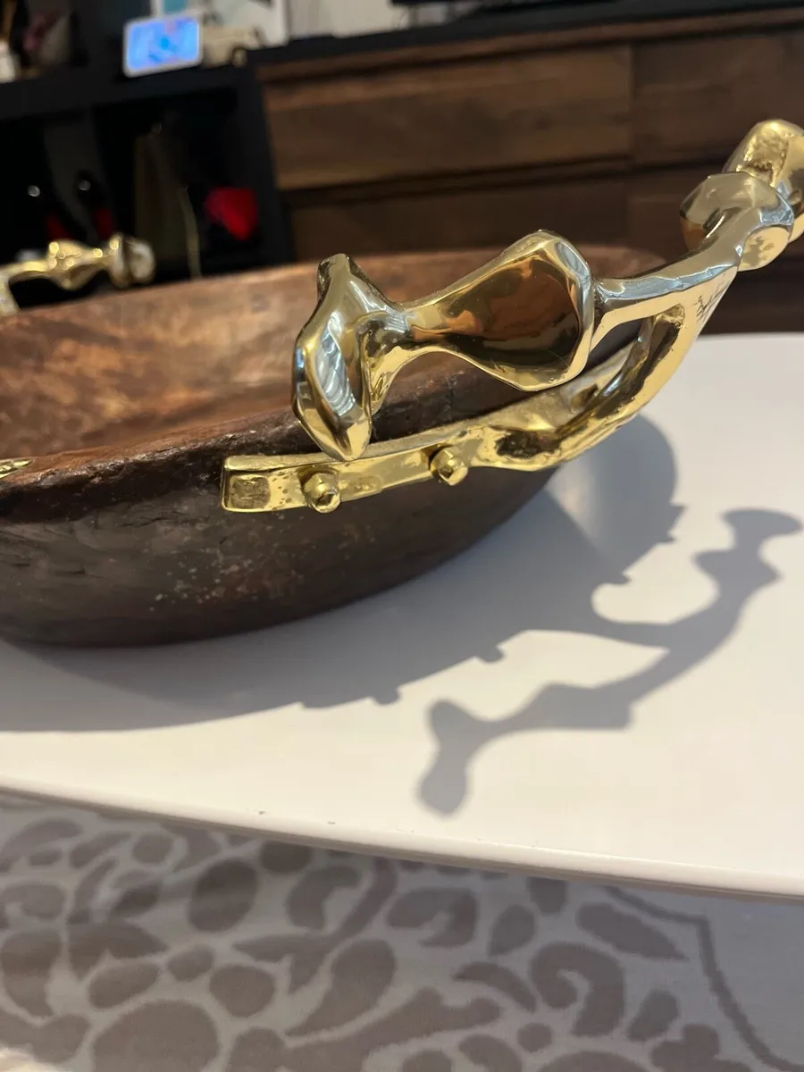 Large vintage hand carved wooden bowl - Image 3