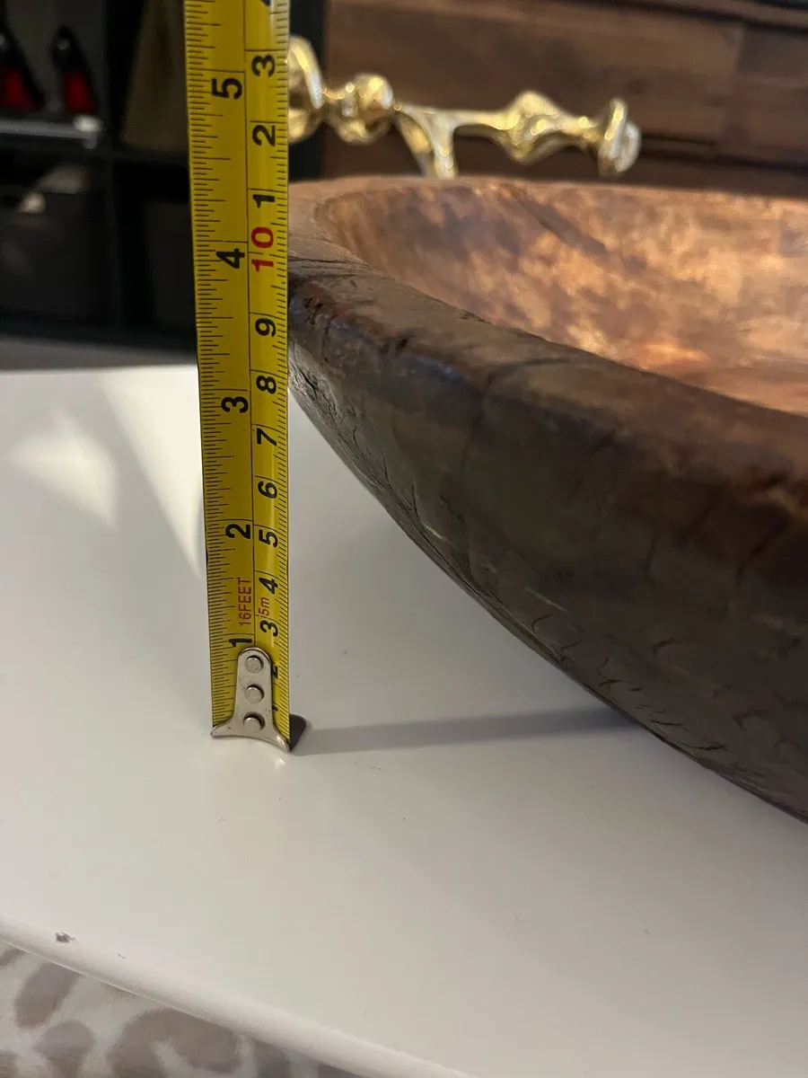 Large vintage hand carved wooden bowl - Image 4