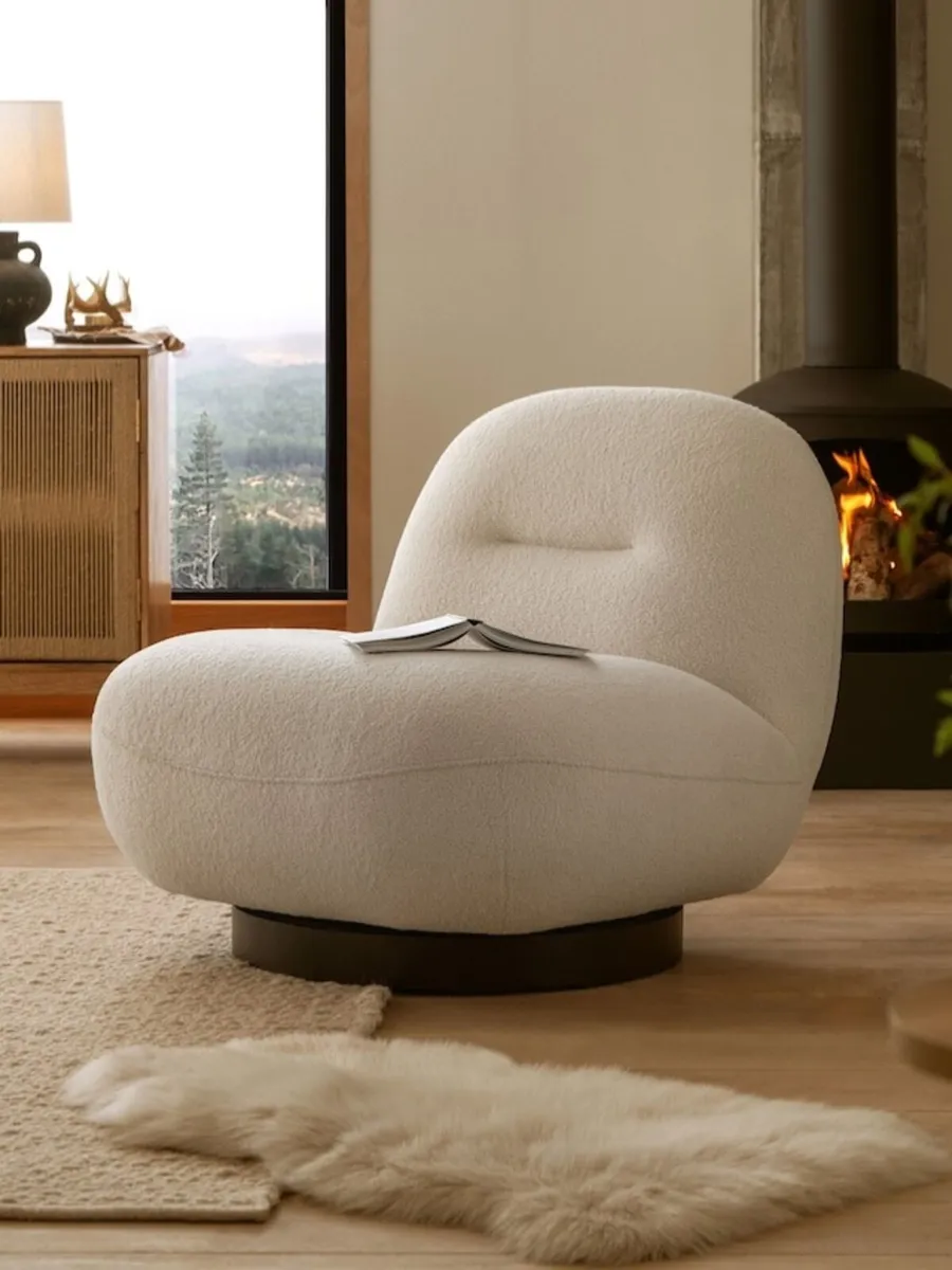 Ivory Swivel Accent Chair - Image 1