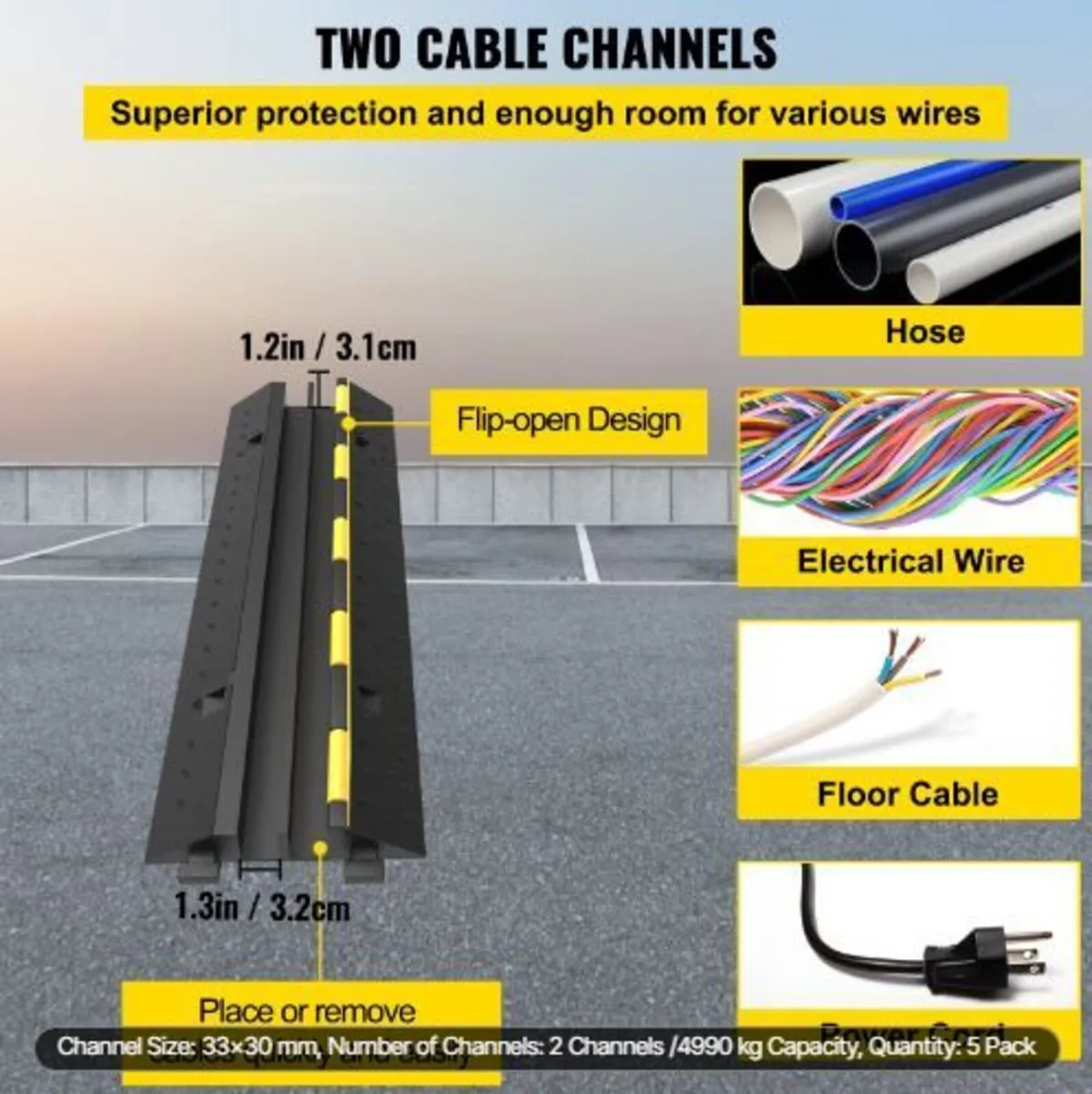 Cable Protector Ramp 101x24.5x5 cm , 5 Packs - Image 4