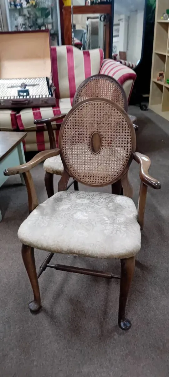 Pair Of Edwardian Bergere Back Armchairs - Image 1