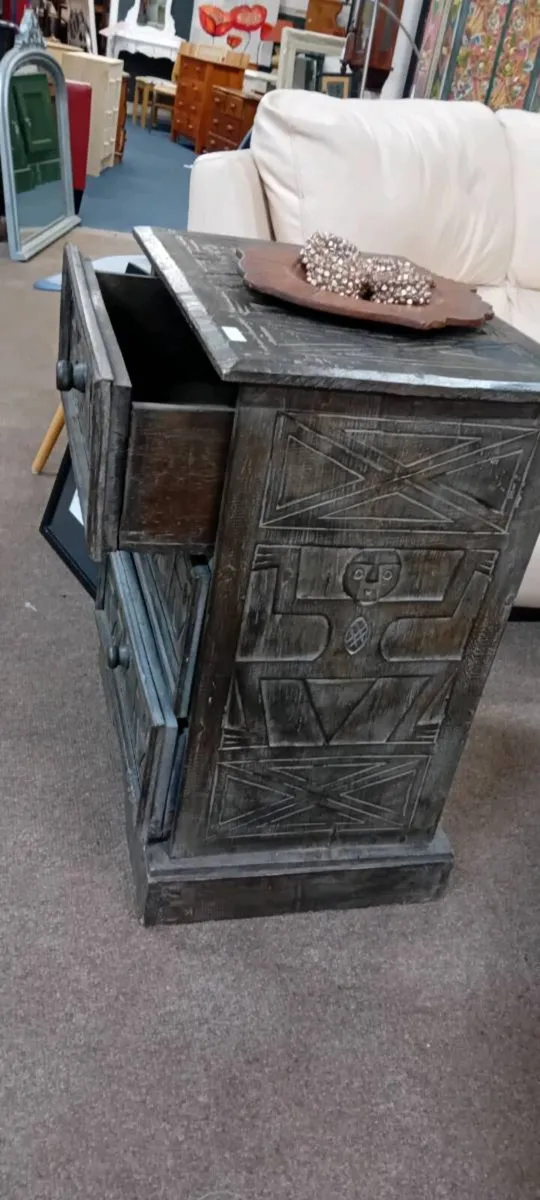 Rustic Look Carved Chest Of Drawers - Image 2
