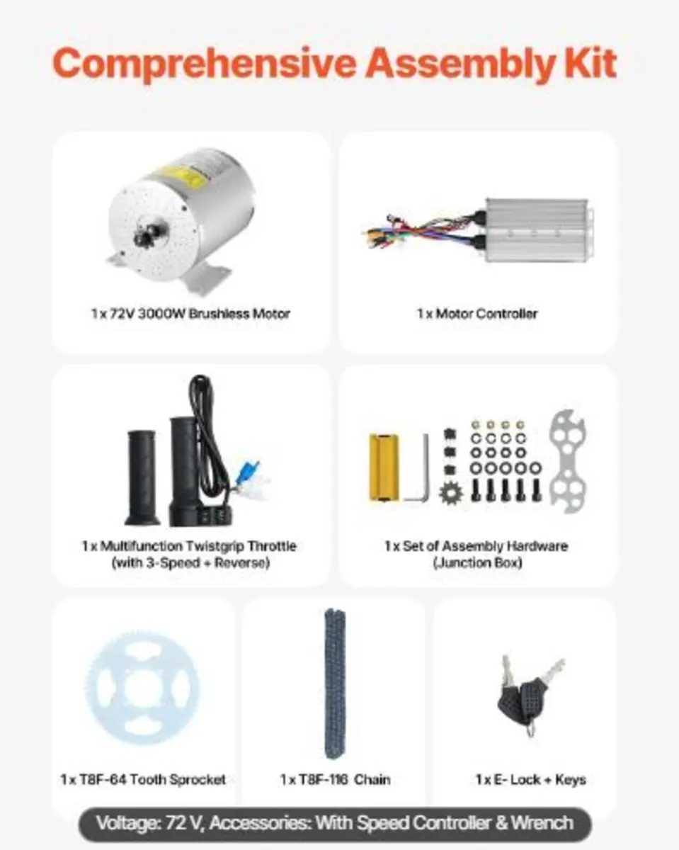 3000W Electric Brushless DC Motor Kit - Image 2