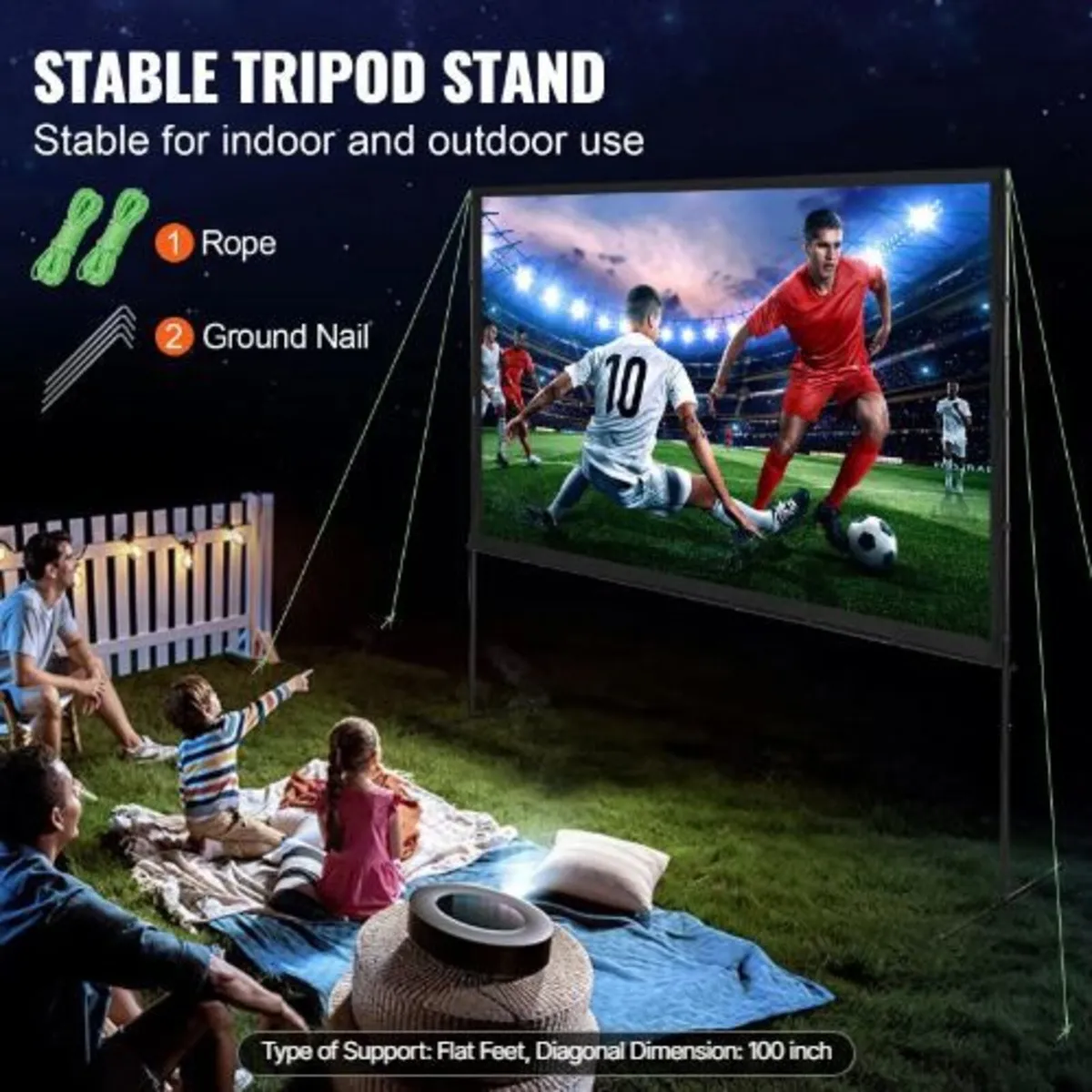 Projector Screen with Stand, 100 inch - Image 3