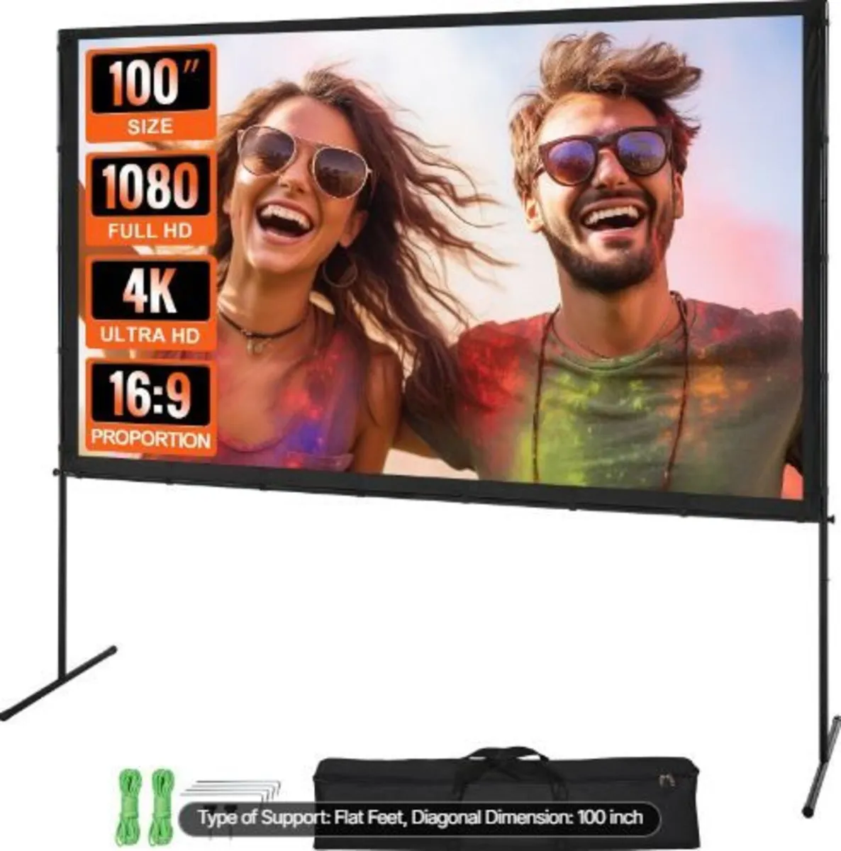 Projector Screen with Stand, 100 inch - Image 4