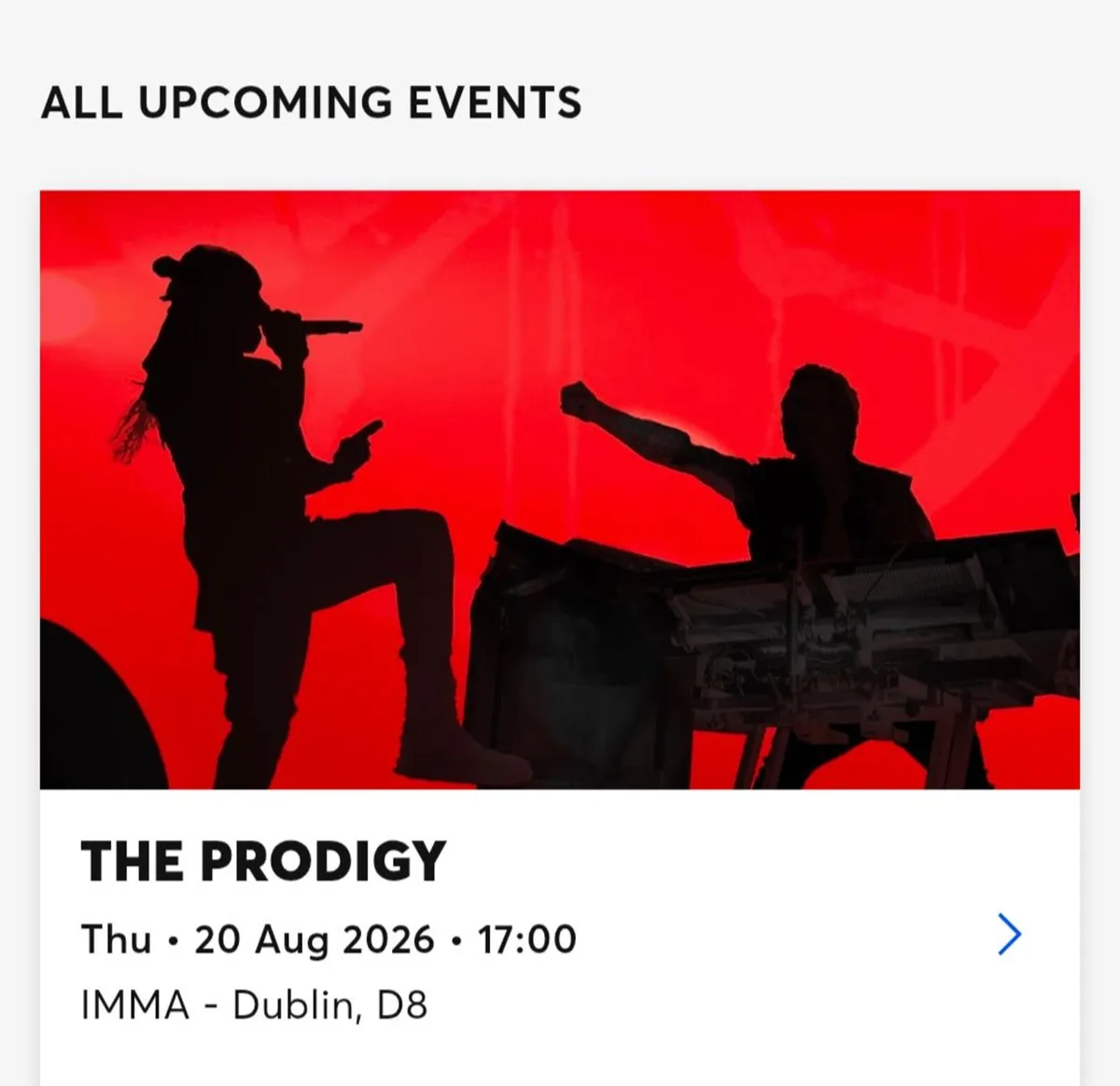 Prodigy tickets x2 - Dublin IMMA August 2026 - Image 1