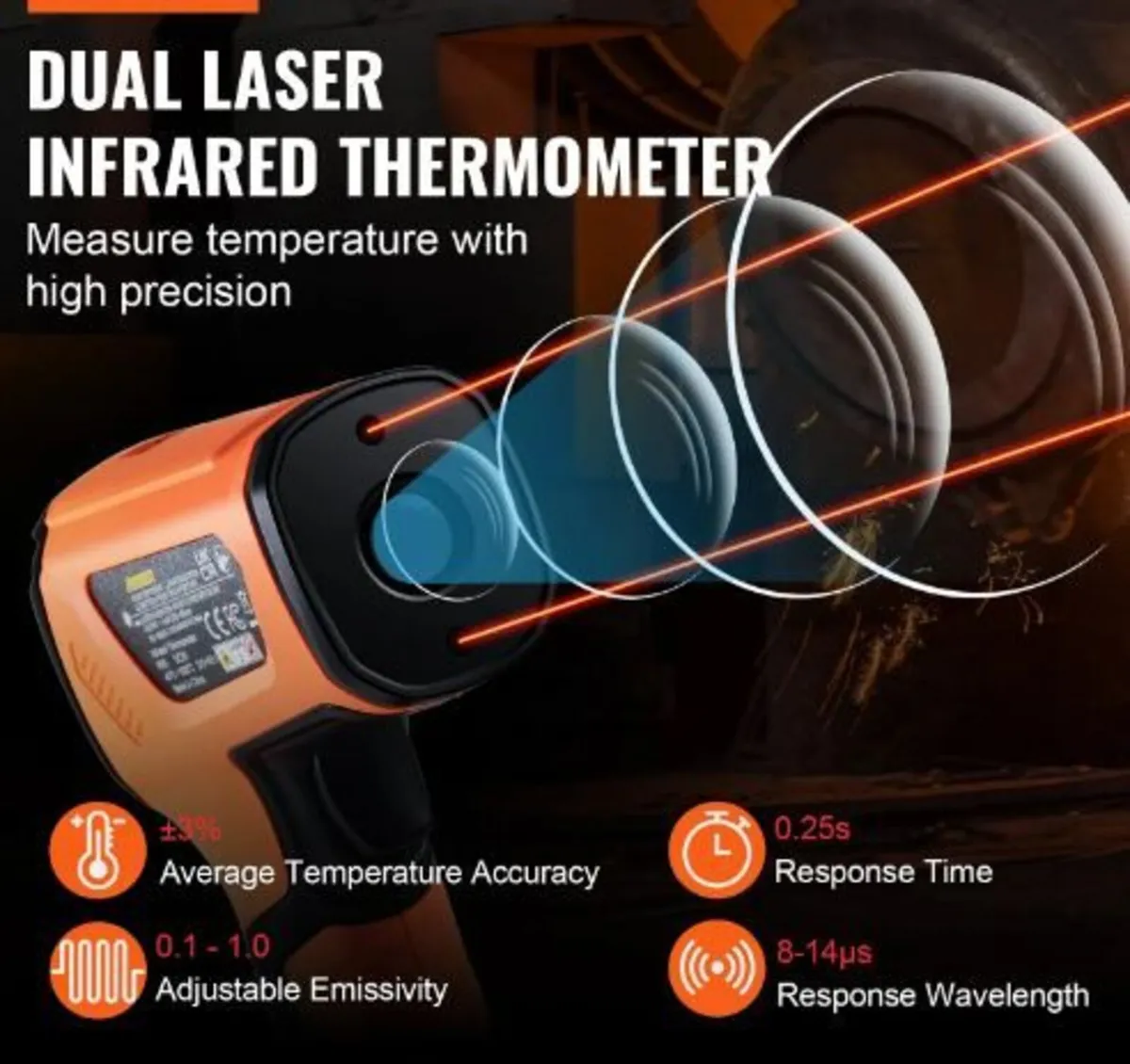 Infrared Thermometer, -40~2732°F Dual Laser - Image 2