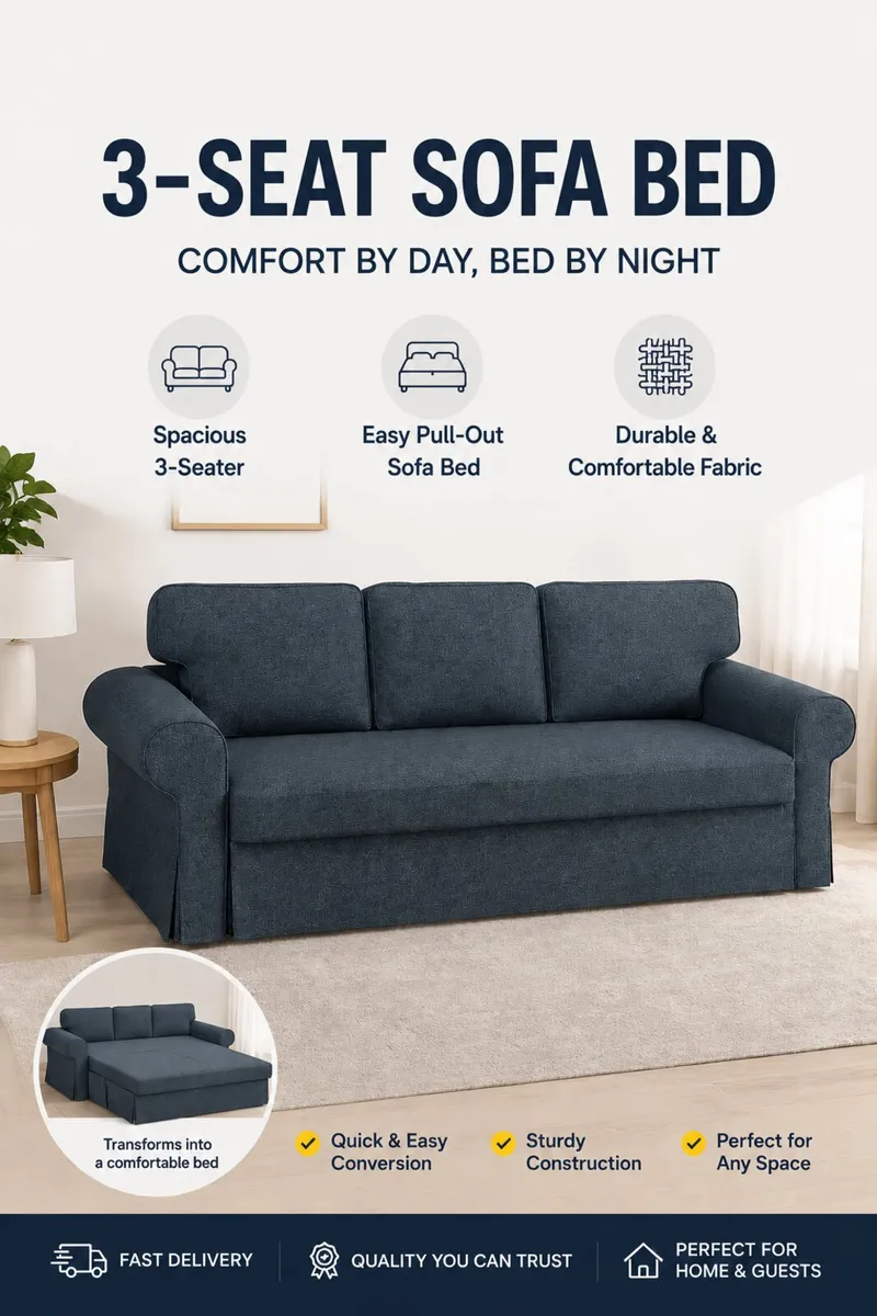IKEA VRETSTORP Sofa Bed – Dark Blue - Image 1