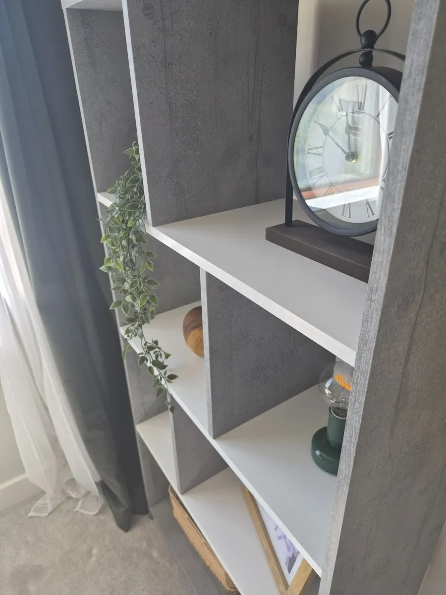 Grey & White Display Bookcase / Shelving Unit – Ex - Image 1