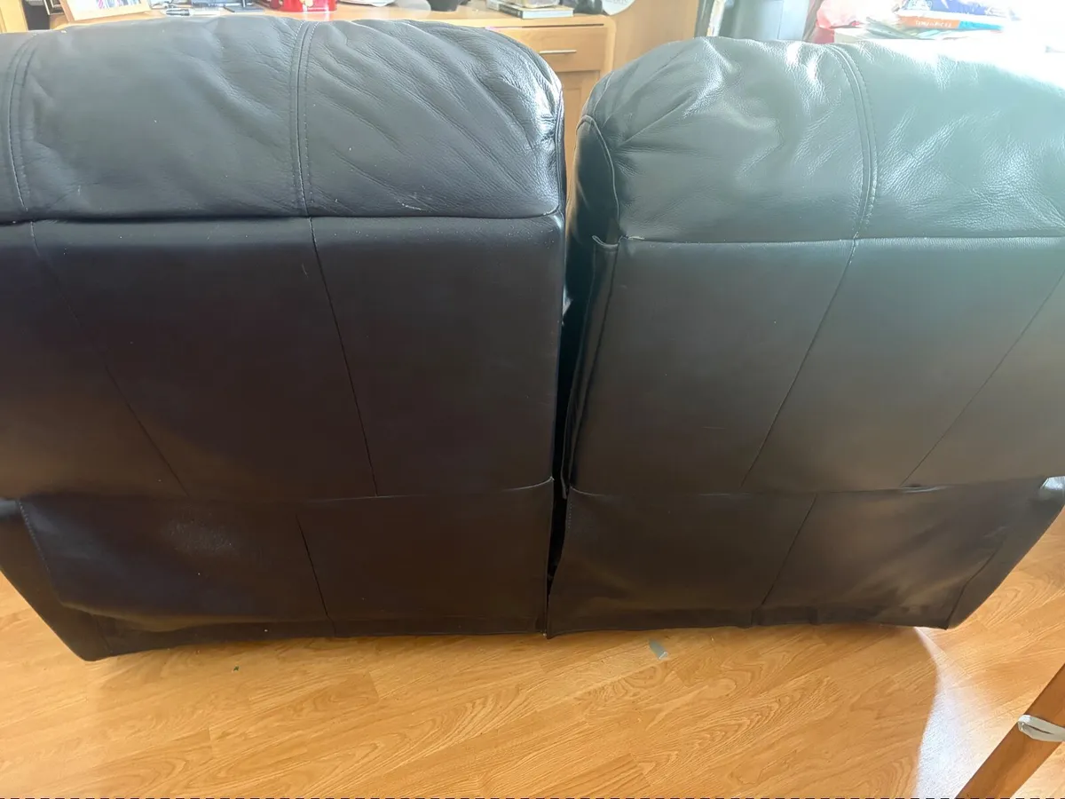 Black leather recliner Sofa 3 seater - Image 2