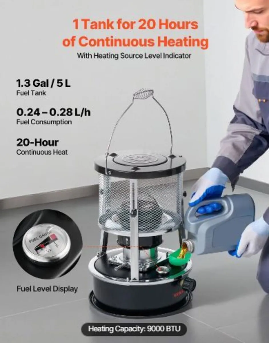 9000 BTU Portable Kerosene Heater & Stove - Image 3