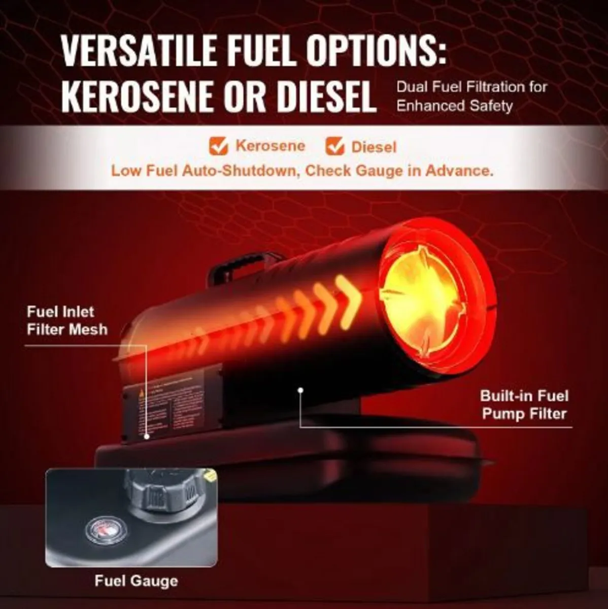Kerosene/Diesel Forced Air Heater, 70000Btu - Image 2