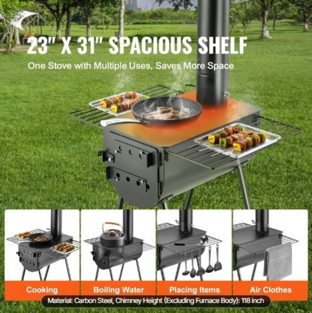 Wood Stove, 3 m, Alloy Steel Camping Tent Stove, - Image 2