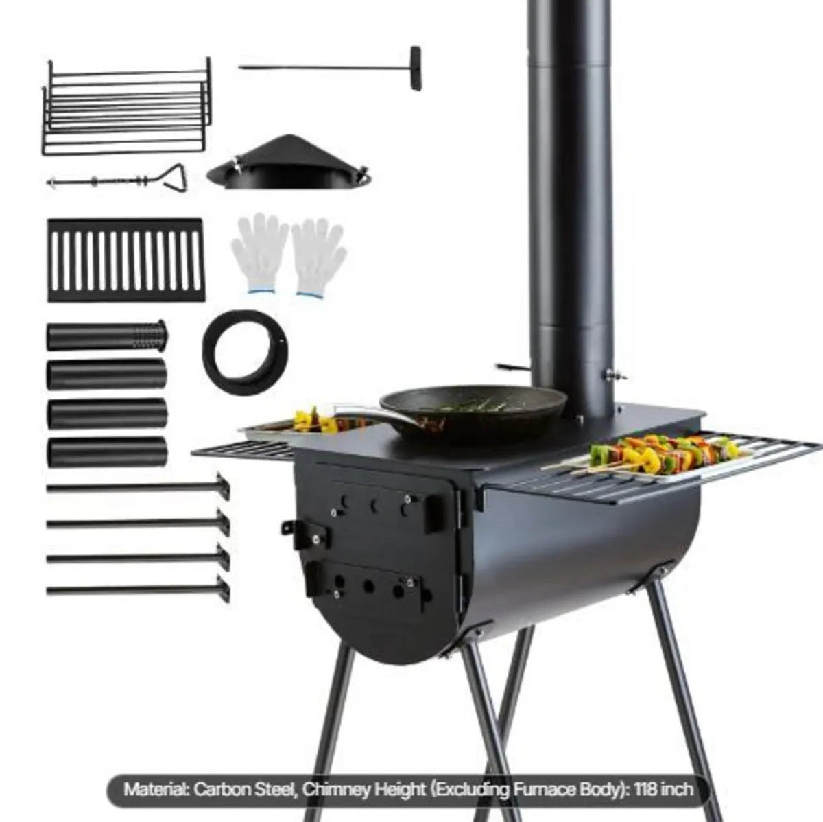 Wood Stove, 3 m, Alloy Steel Camping Tent Stove, - Image 4