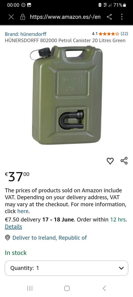 Hünersdorff Profi 20L fuel canister in olive green - Image 2