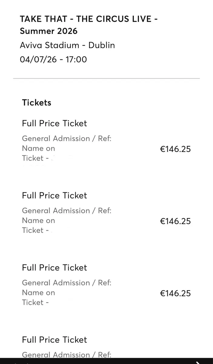 Take That Circus tour Dublin -4 x Front standing - Image 2