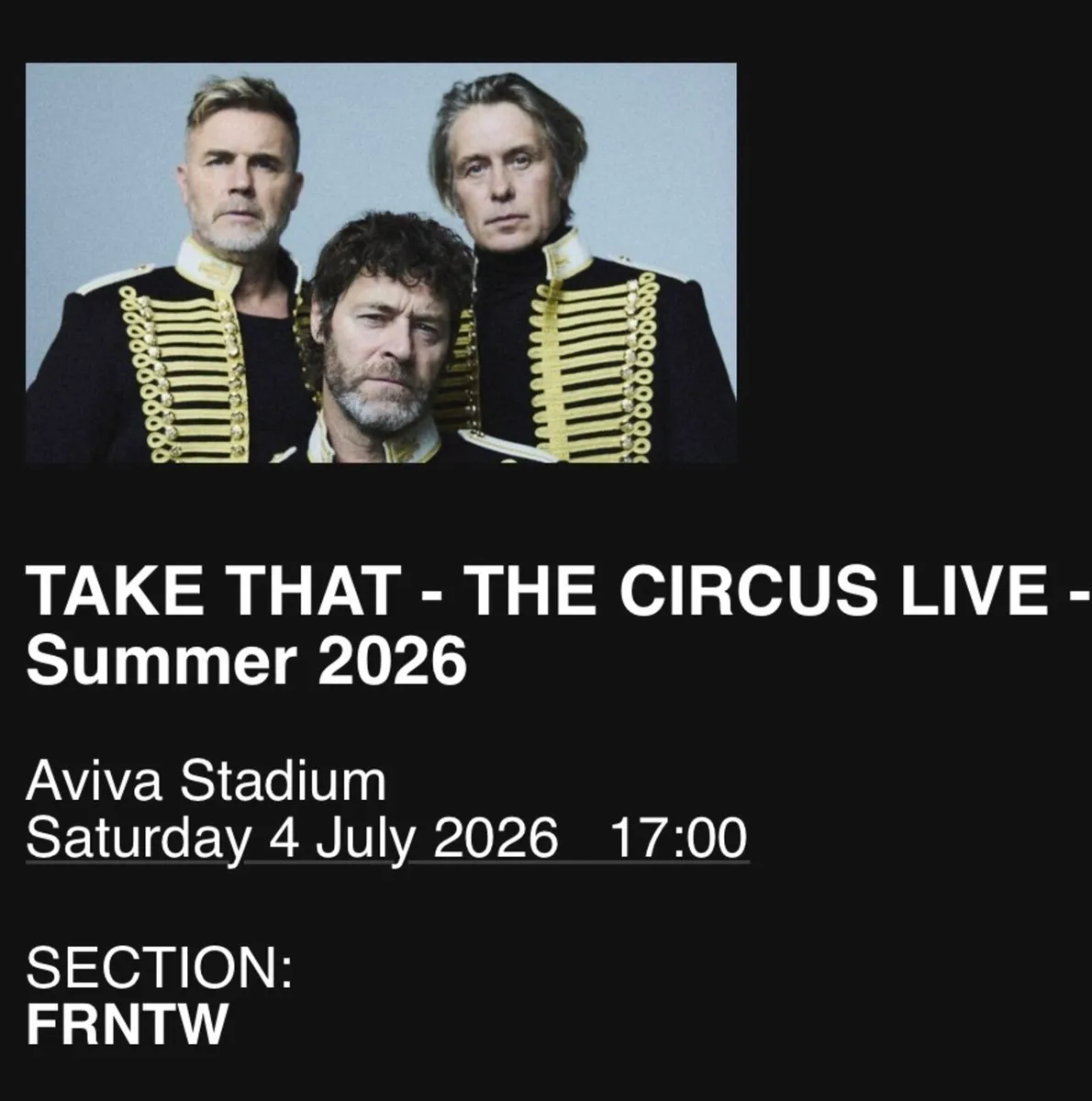 Take That Circus tour Dublin -4 x Front standing - Image 3
