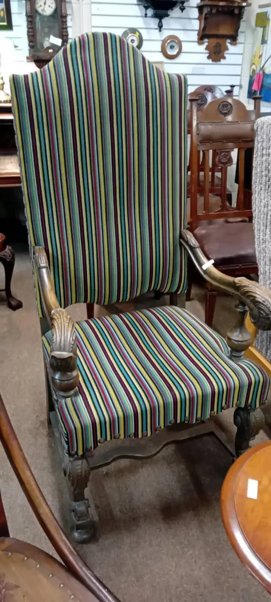 Large Decorative Oak Framed Armchair - Image 1