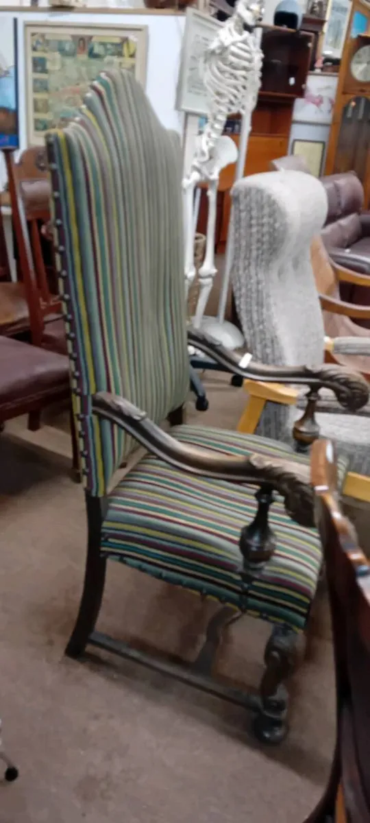 Large Decorative Oak Framed Armchair - Image 2