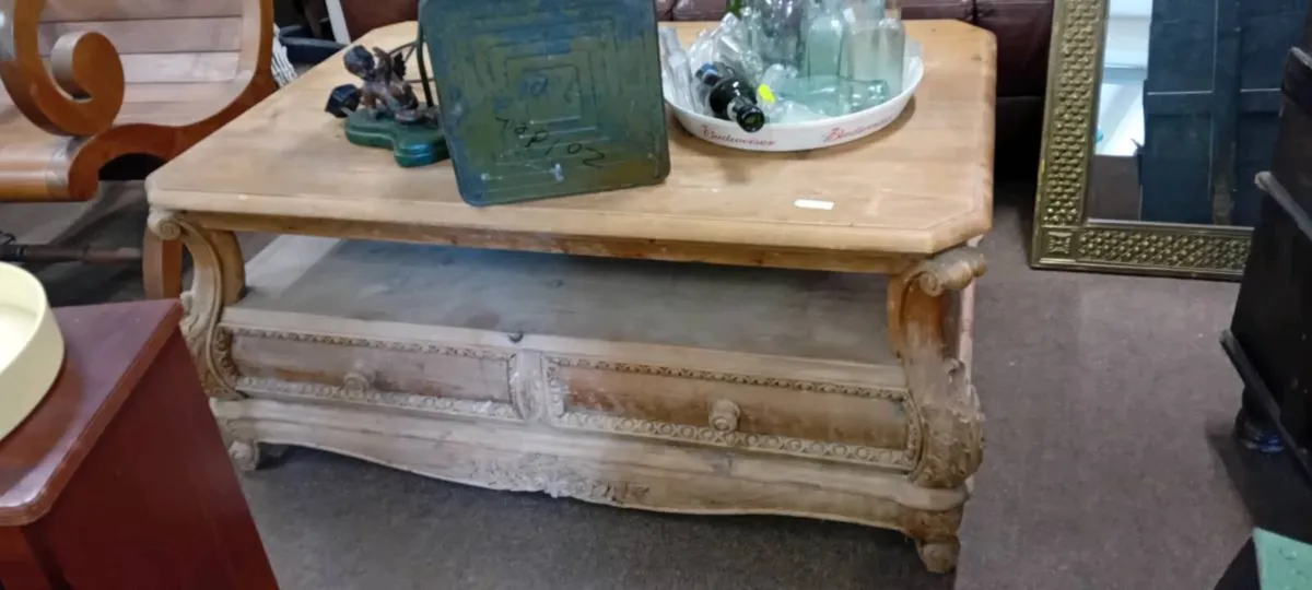 Large Decorative Solid Pine Coffee Table