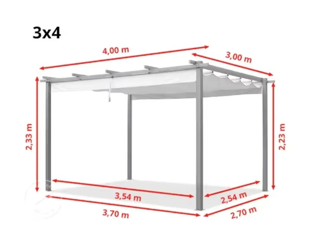 3 x 4m Pergola with retractable canopy roof - Image 2
