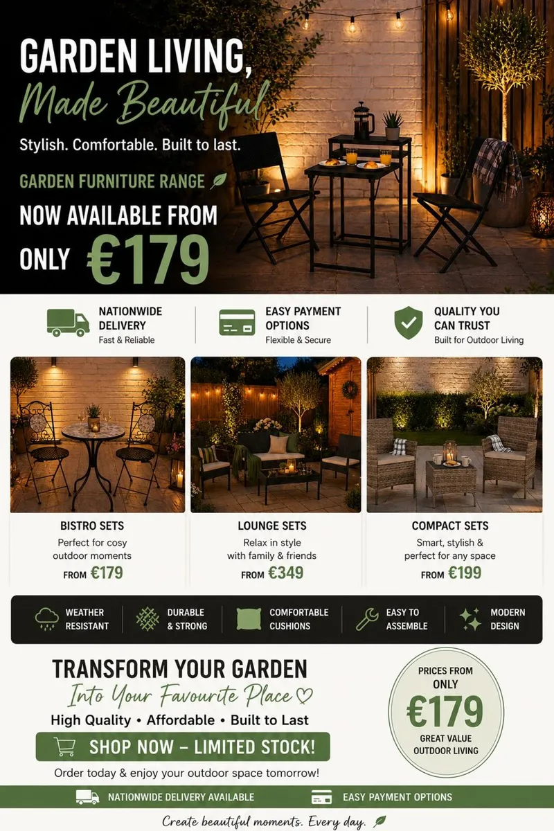 Garden Furniture Range – Patio Sets, Bistro  €179 - Image 3