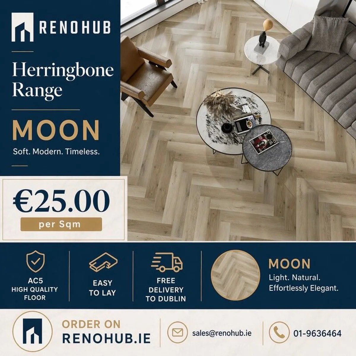 12mm AC5 Herringbone Laminate Flooring - Free Dublin Delivery - Image 2