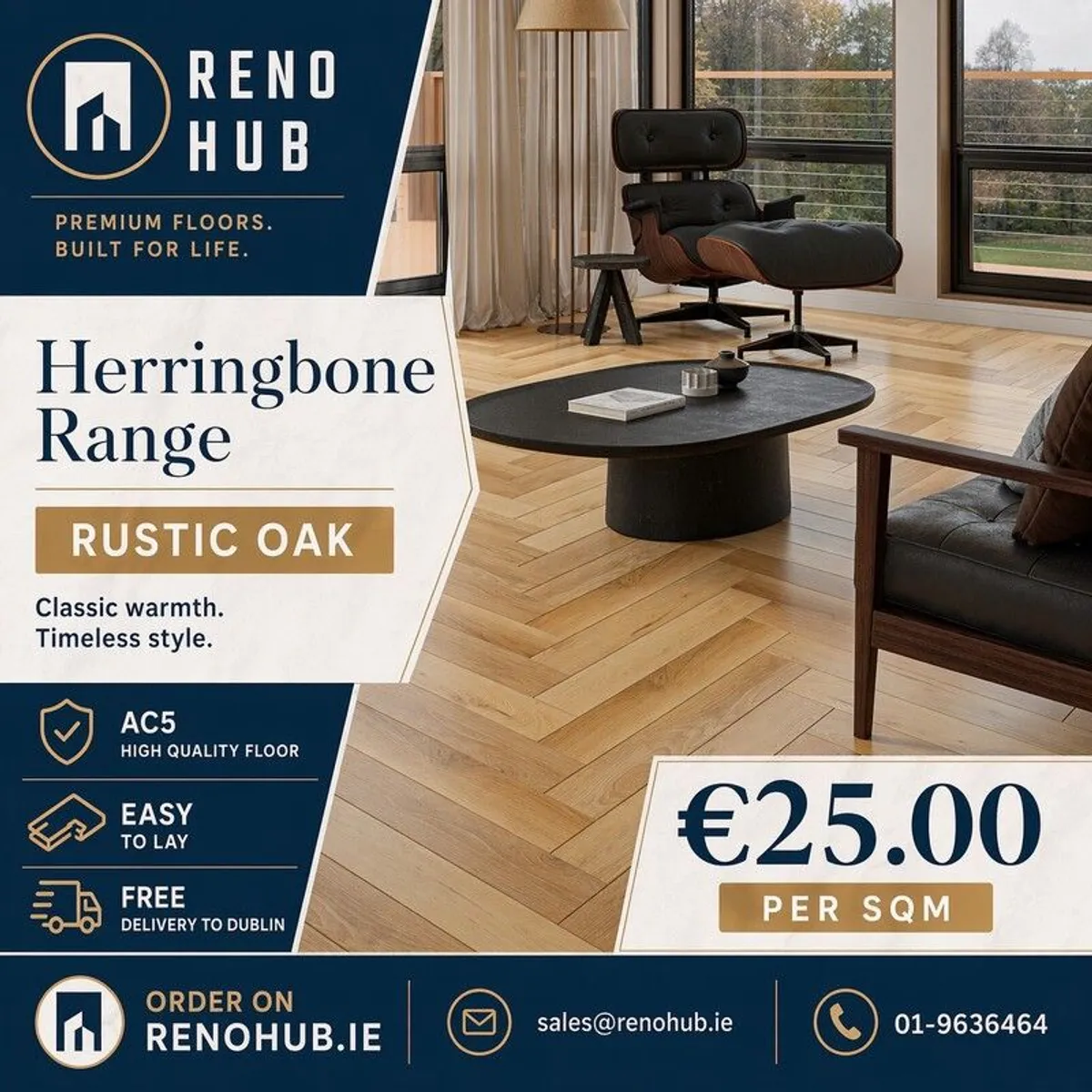 12mm AC5 Herringbone Laminate Flooring - Free Dublin Delivery - Image 4