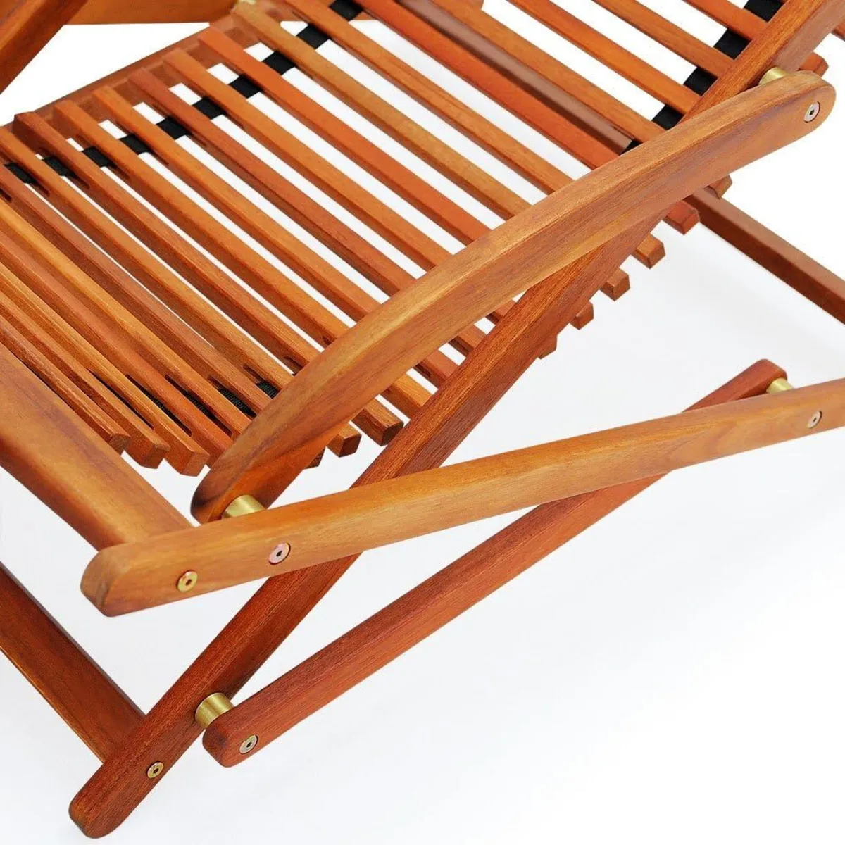 Acacia Wooden Sun Lounger Set of 2 Foldable Garden - Image 4