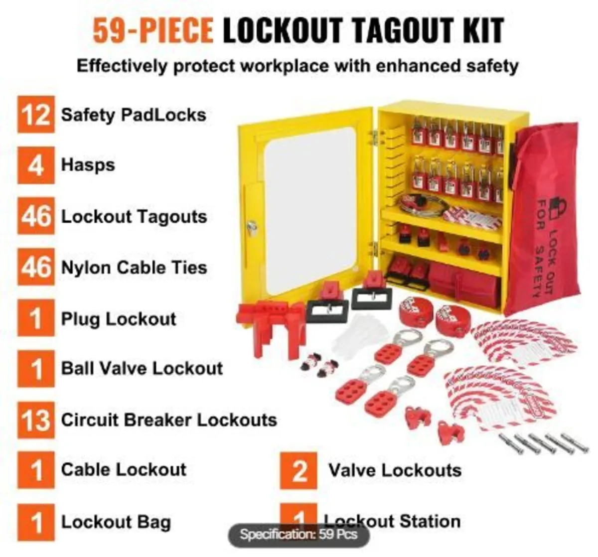 Electrical Lockout Tagout Kit, 59 PCS - Image 2