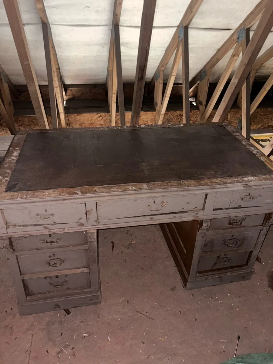 Old writing desk with drawers - Image 2