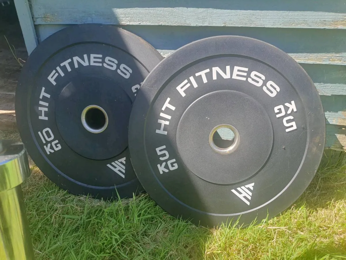 Olympic Barbell and bumper plates - Image 2