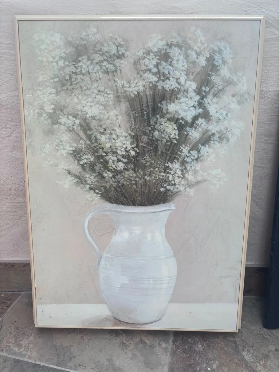 White Flowers in Jug painting 21inch X 29inch - Image 1