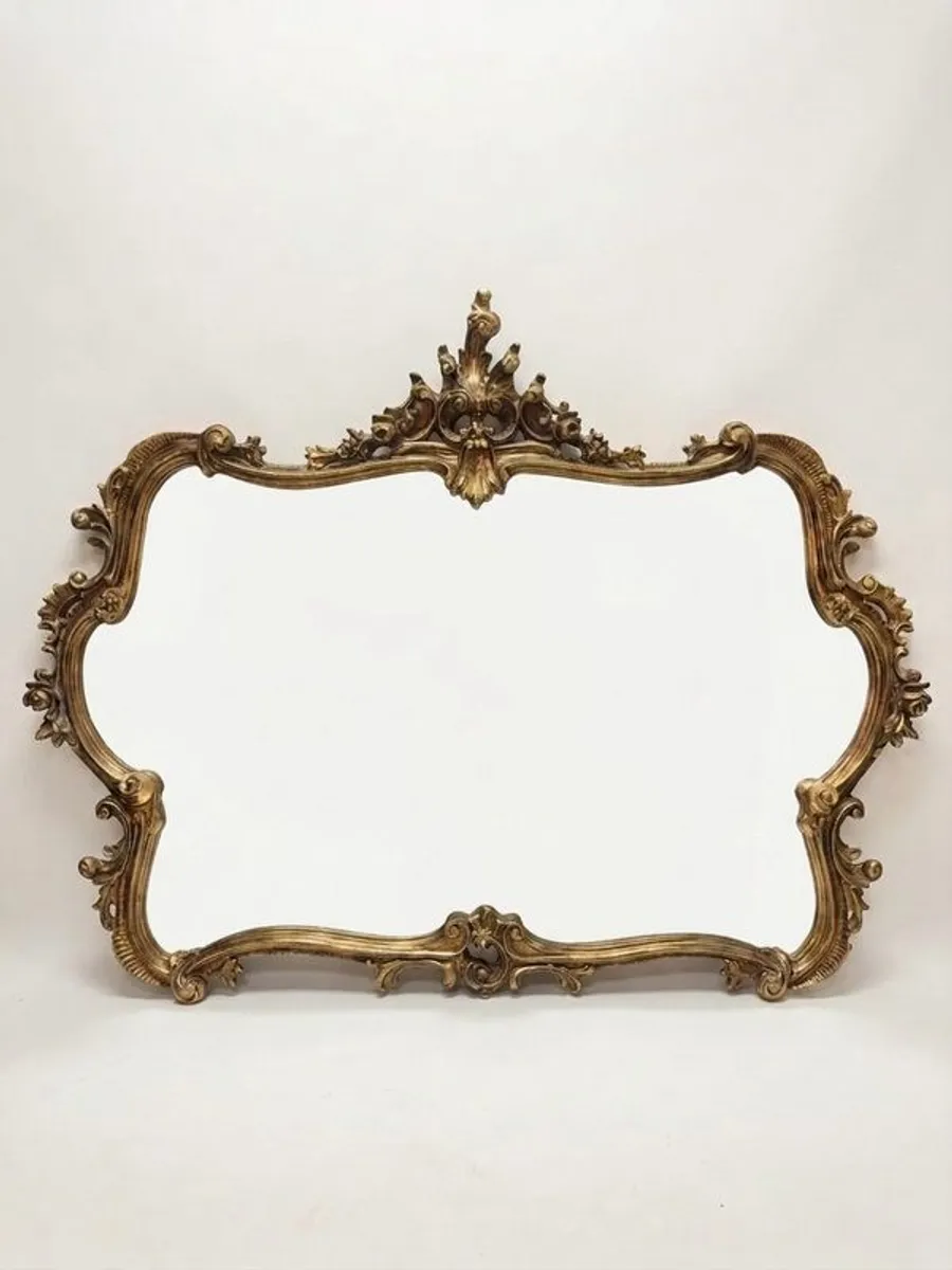 Ornate Louis XV Style Horizontal Gilt Mirror - Image 1