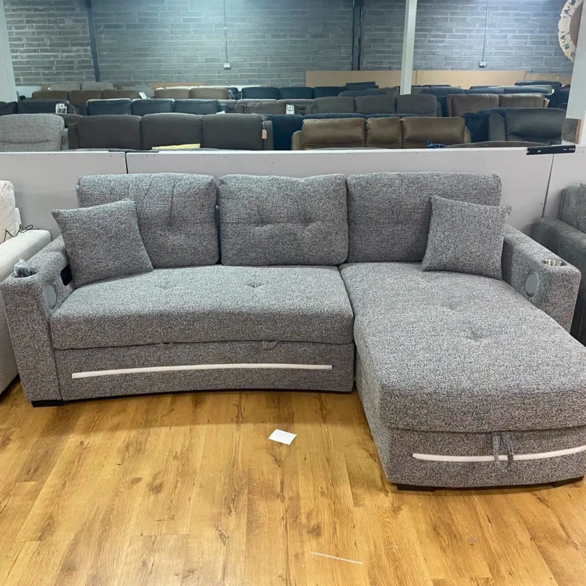 New Dallas Grey & Biege Color Pull Out Sofa Bed - Image 2