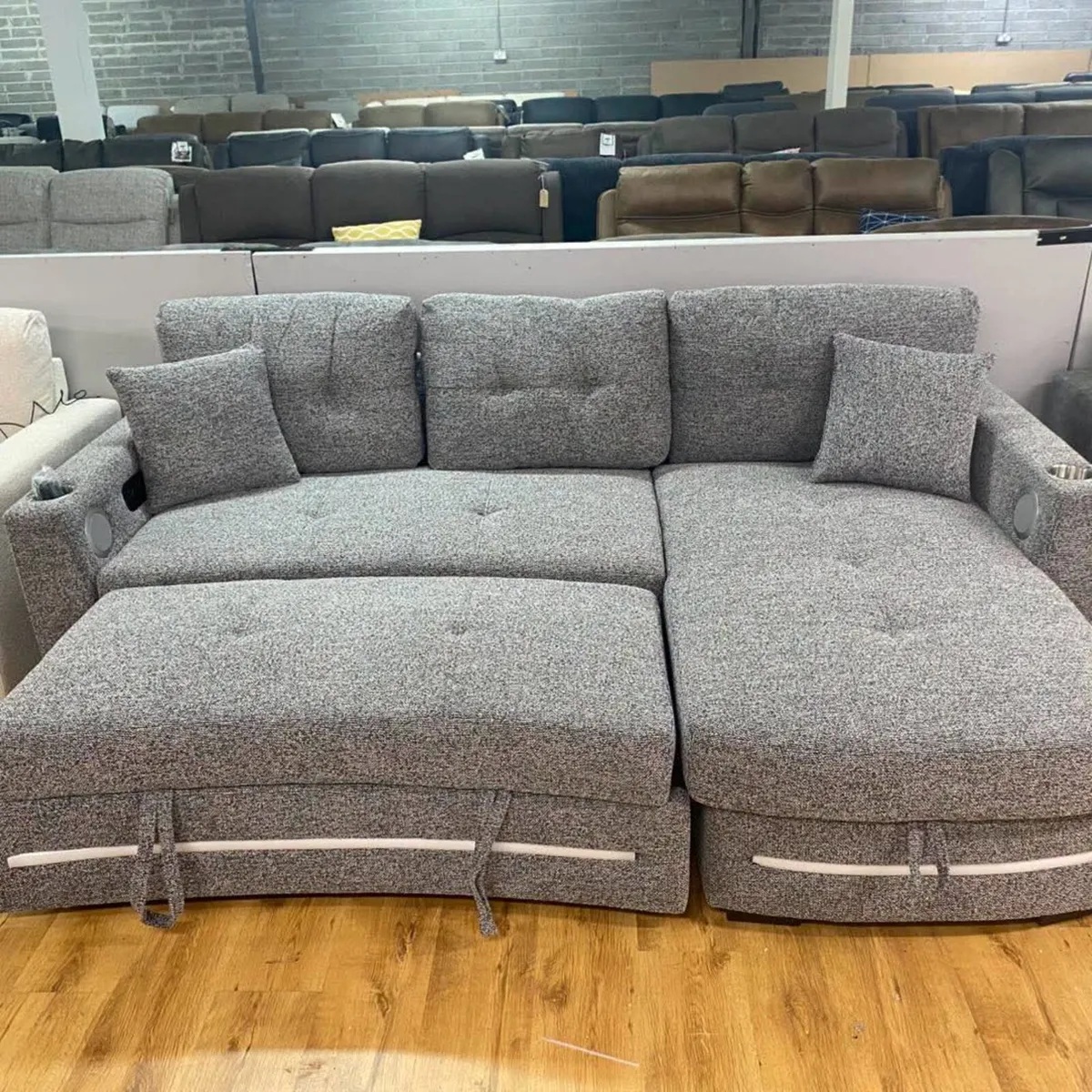 New Dallas Grey & Biege Color Pull Out Sofa Bed - Image 3